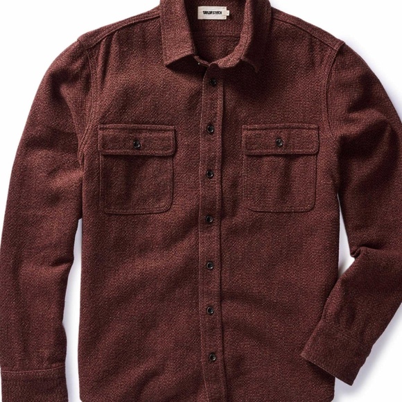 Taylor Stitch The Ledge Shirt in Burgundy Linen Tweed - Picture 3 of 3